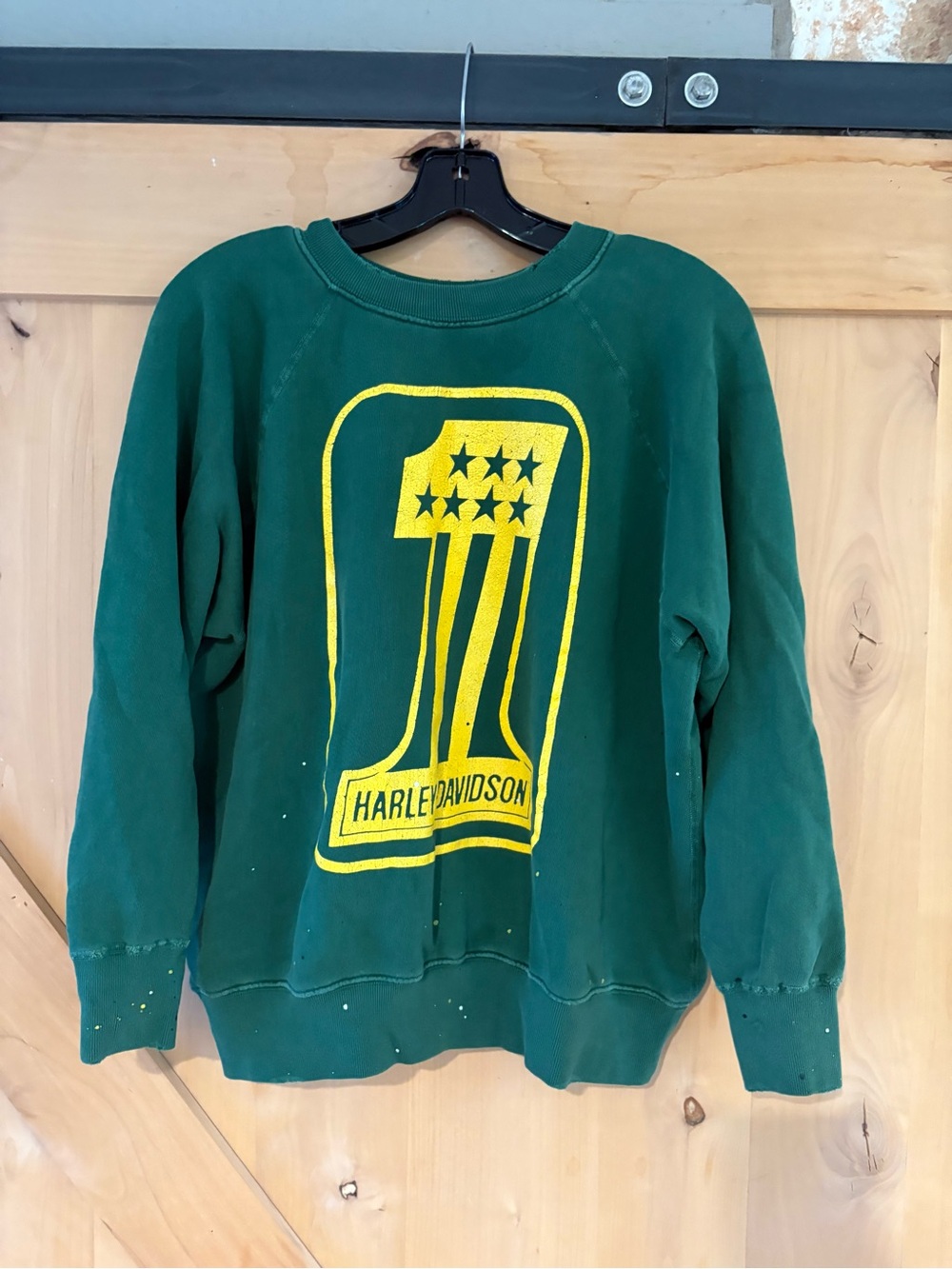 MADEWORN: Harley-Davidson Green Graphic Sweatshirt